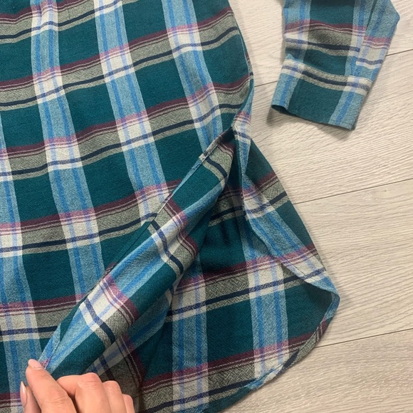 Anthropologie Akemi + Kin Lucie Plaid Tunic Button Front Top - Picture 4 of 10